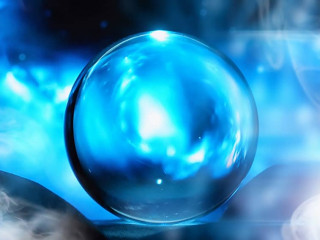 Astrological background. Crystal ball with predictions. Horoscop