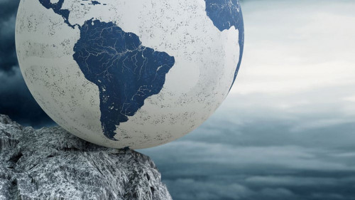 Econimical crisis concept. Spread in the world, economy is down. 3d illustration