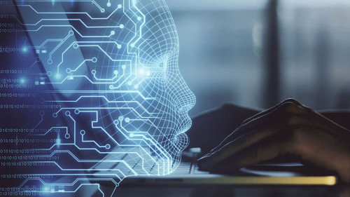 Sideview of laptop with head outline