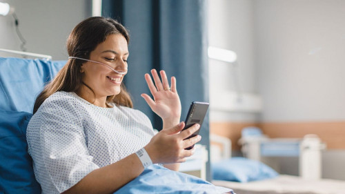 Medical Hospital Ward: Portrait of Beautiful Latin Woman with Na