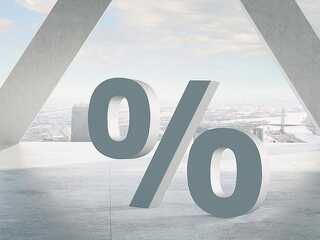 Big percentage sign . Mixed media