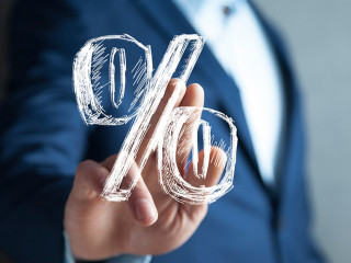 Discount and commission concept represented by percentage sign.