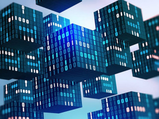 Blockchain Information flows in the digital global networks. 3D