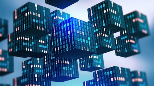 Blockchain Information flows in the digital global networks. 3D