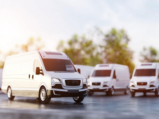 Transportation van and fleet of cargo trucks courier service