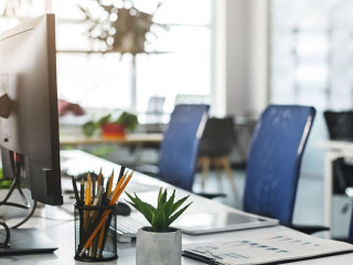 Interior of cozy empty modern coworking office