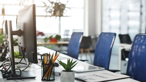 Interior of cozy empty modern coworking office