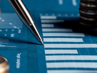 Pile of gold coins stack in finance treasury deposit bank account for saving