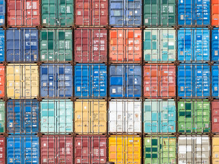 Container im Hafen von Antwerpen, Belgien