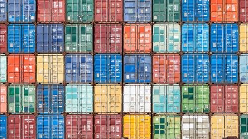 Container im Hafen von Antwerpen, Belgien