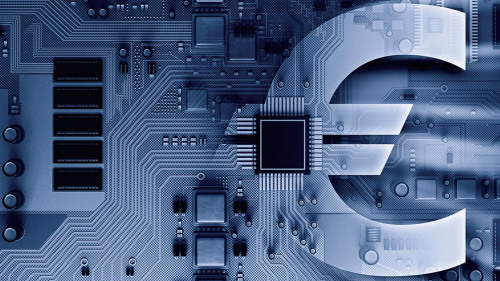 Circuit board background . Mixed media