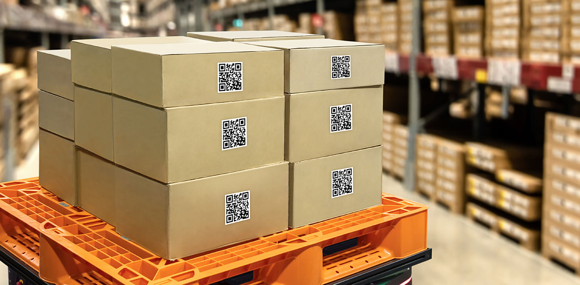 Smart logistic industry 4.0 , QR Codes Asset warehouse and inven