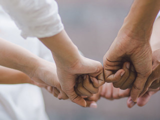 Panoramic teamwork business join hand together concept, Business