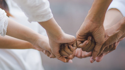 Panoramic teamwork business join hand together concept, Business