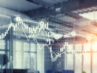 Sales dynamics and growth concept . Mixed media