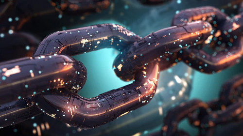 Futuristic Blockchain Concept (3D Rendering)