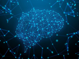 brain ai connecting to futuristic with technology network in bac