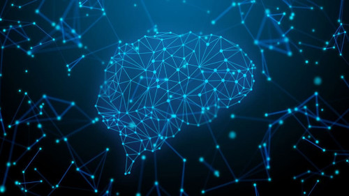 brain ai connecting to futuristic with technology network in bac