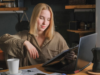 Investments. Invest,Young woman investor buys stocks stock excha