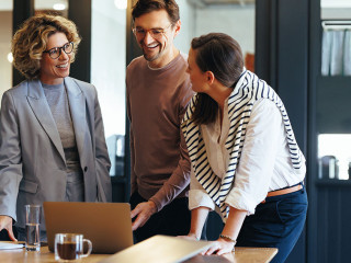 Business people having a meeting in a tech company
