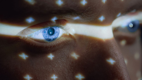 Biometric Facial Recognition Scanning of Blue Eye's Iris. Futuri