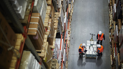 Workers Counting New Shipment in Warehouse