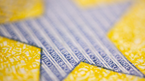 One hundred euro banknote. Euro money macro close-up. Individual