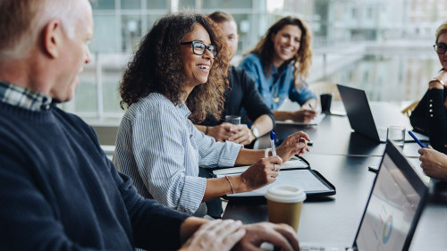 Multiracial business people having meeting