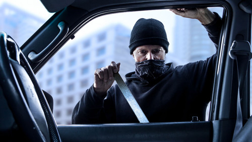 male robber car theft break in daytime