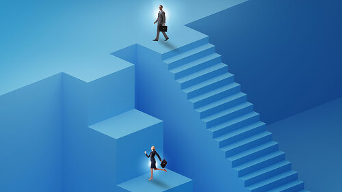 Gender inequality in career ladder concept