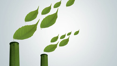 Eco friendly Green industry concept. 3d rendering of green facto
