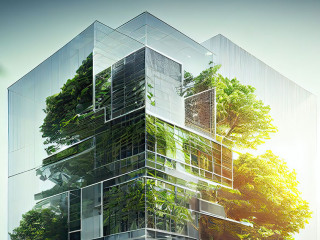 Generative AI illustration of eco friendly construction in a con