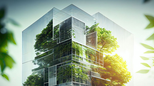 Generative AI illustration of eco friendly construction in a con