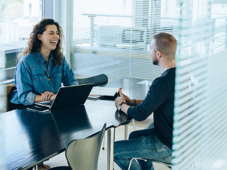 Job interview in office boardroom