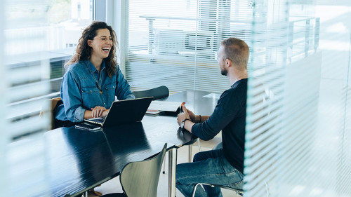 Job interview in office boardroom