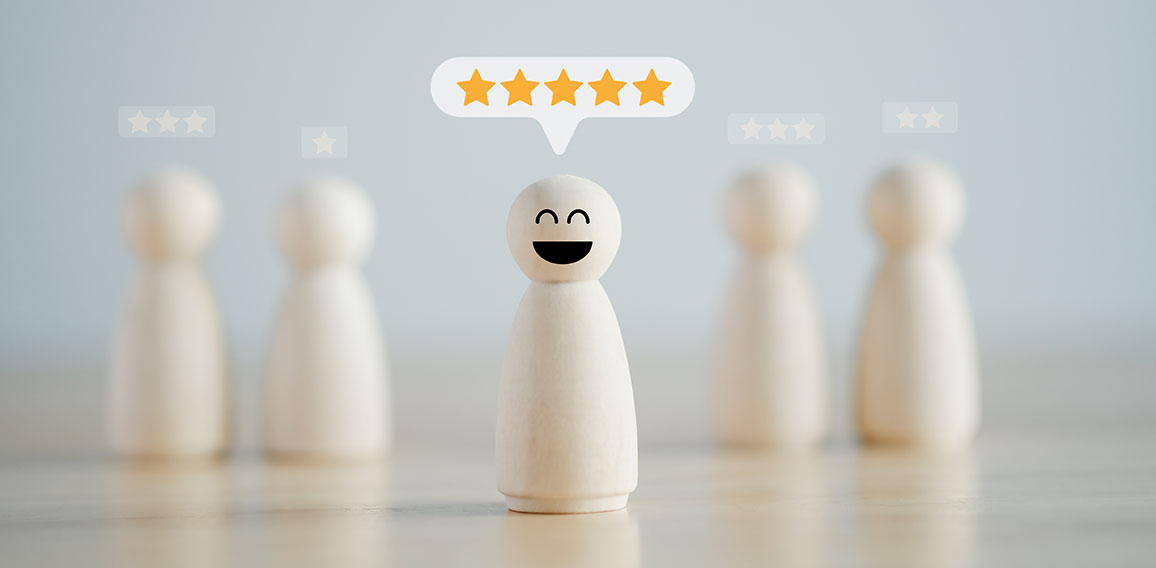 Feedback rating and service review. Customer experience, Mental