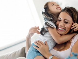 Happy family having fun time at home