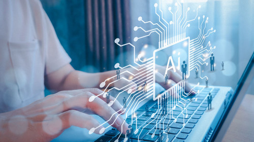 AI Learning and Artificial Intelligence Concept.intelligence data to control the robot.Machine learning with data technology.