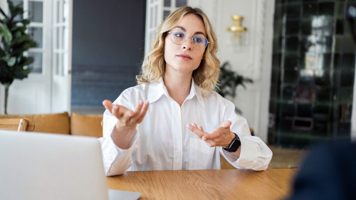 Business meeting consultation man and woman businessmen in the o