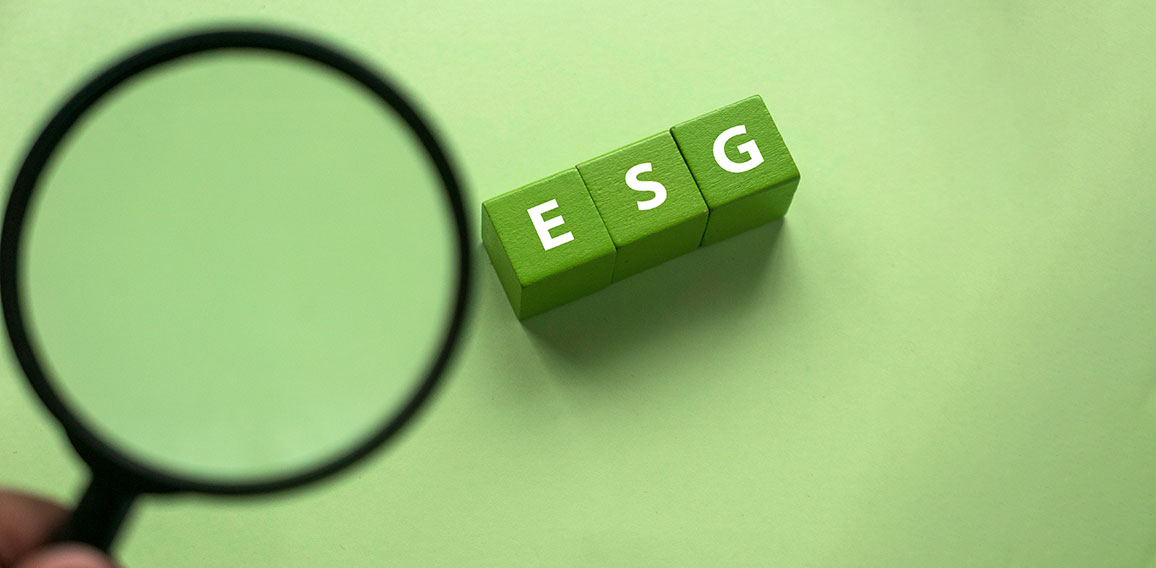 ESG concept of environmental, social and governance. Green cube