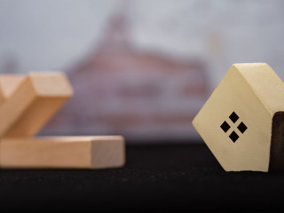 house fell down to the floor from domino base concept of real es