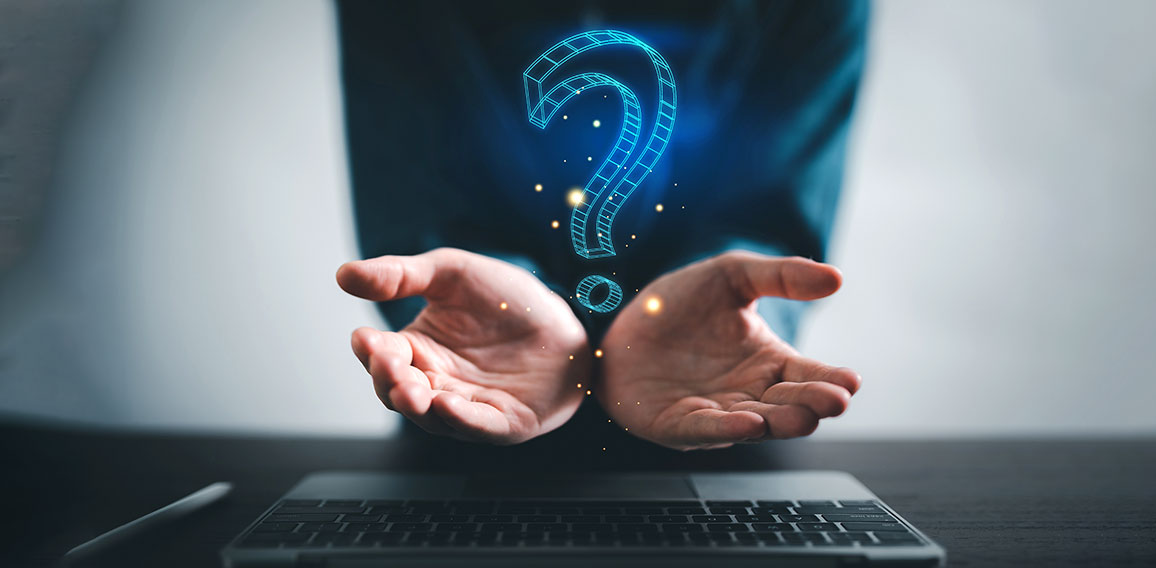 businessman with question mark .model thinking.client solution.