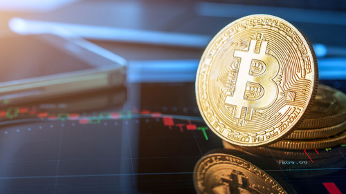 golden bitcoin coin crypto Currency background concept.