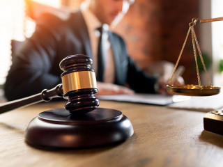 Lawyer working in office. Law and justice concept