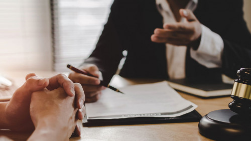 legal consultants, notary or justice lawyer discussing contract