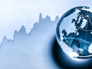 Crystal Earth On Stock market Graph - Global Economy Concept