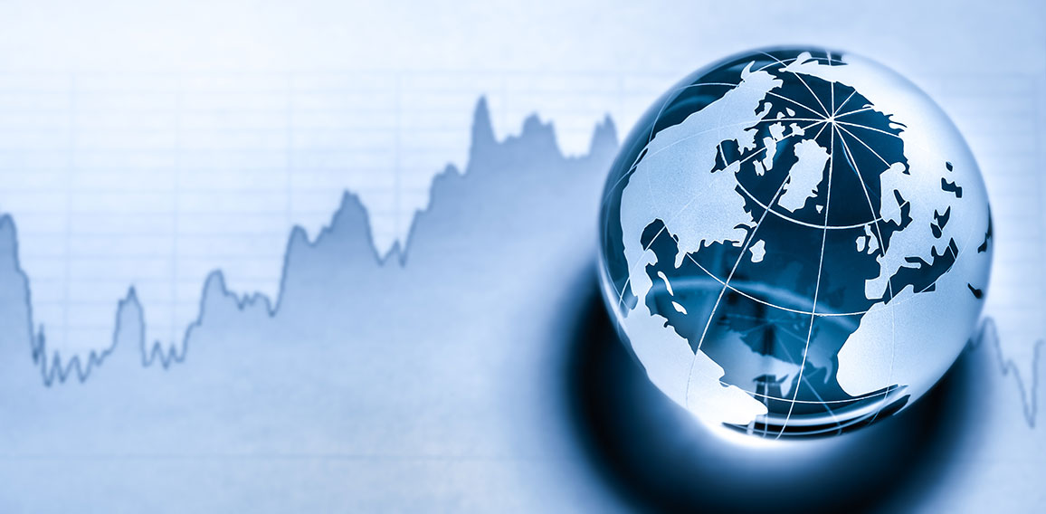 Crystal Earth On Stock market Graph - Global Economy Concept