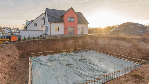 Hausbau, Bodenplatte, Erdaushub
