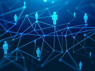 Global digital connections with technology and social network. 3d render