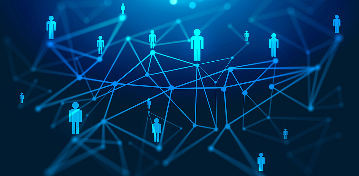 Global digital connections with technology and social network. 3d render